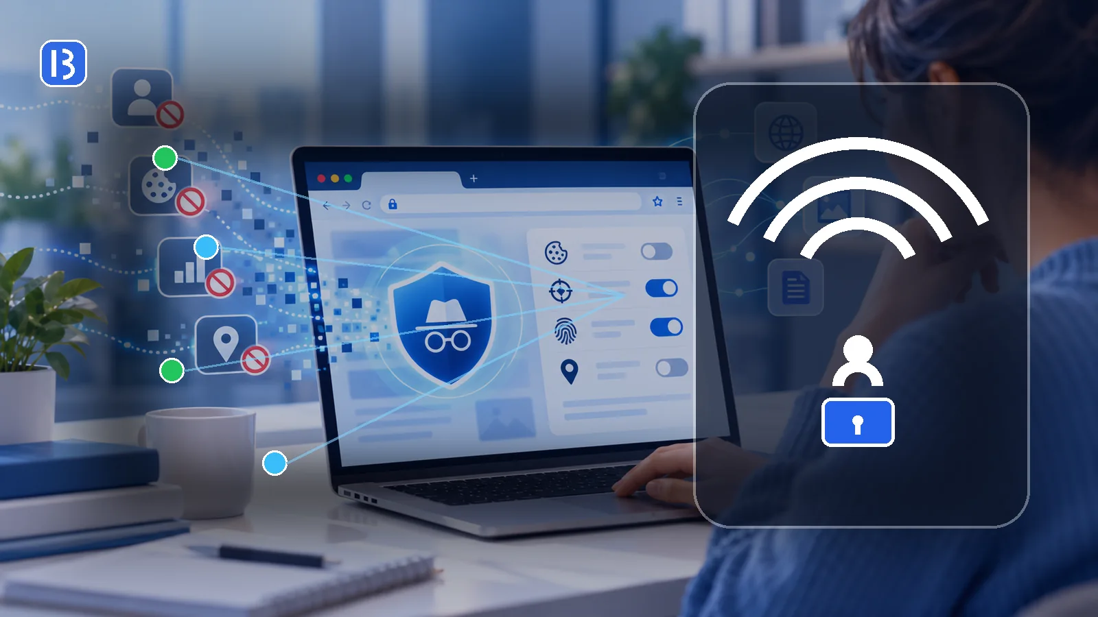 Public Wi-Fi hotspot protected by a lock and encrypted connection